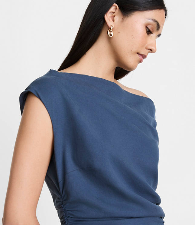 LOFT Versa Pure Spun Off The Shoulder Midi Dress carousel Product Image 3