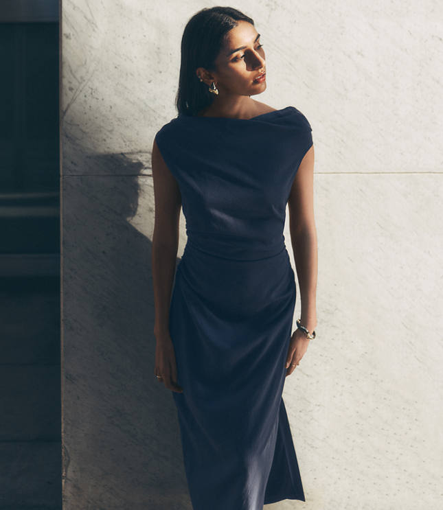 LOFT Versa Pure Spun Off The Shoulder Midi Dress carousel Product Image 5