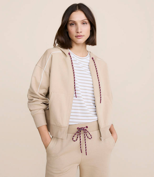 Petite Lou & Grey Piped Elite Fleece Zip Hoodie