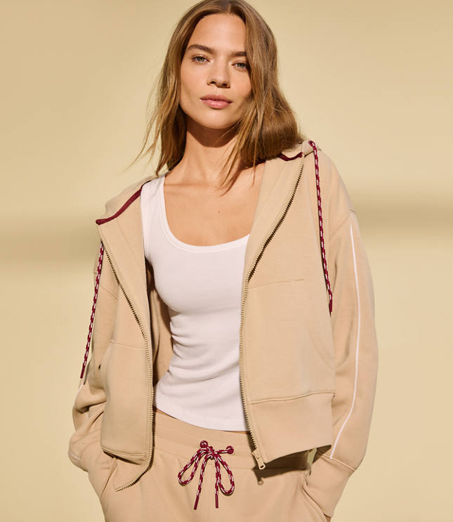 Petite Lou & Grey Piped Elite Fleece Zip Hoodie