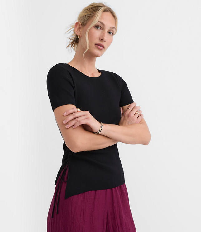 CAP SLV ASYMMETRIC CINCH SWTR TOP