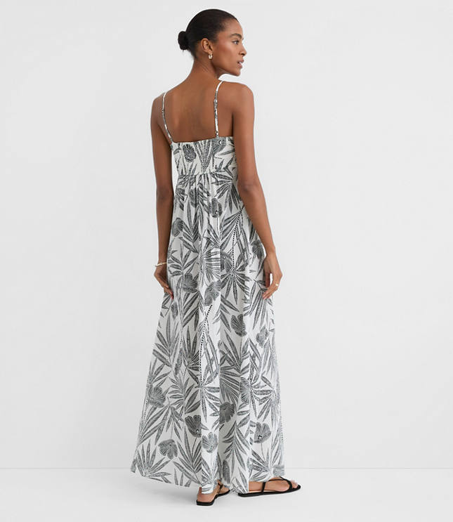 Petite LOFT Beach Palm Hook Keyhole Maxi Dress