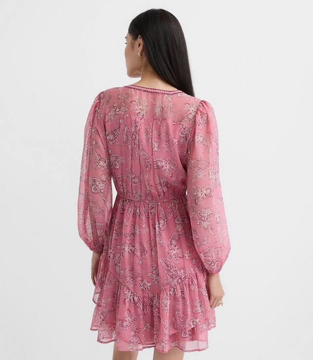 Petite Paisley Ruffle Mini Dress