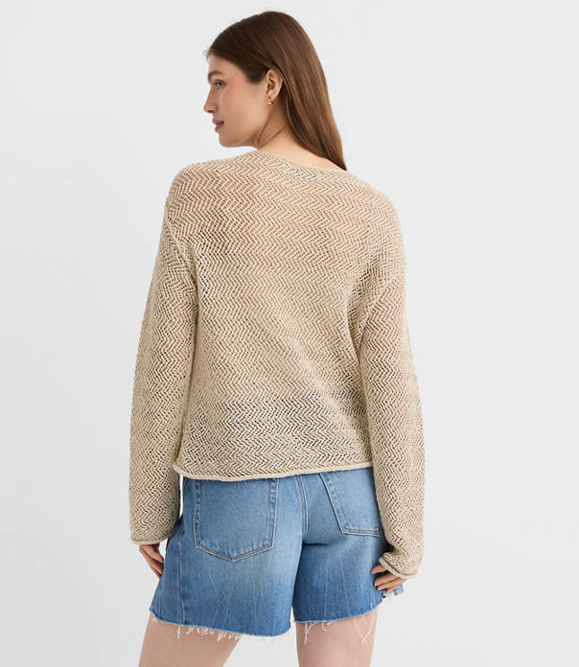 Shimmer Open Stitch Boatneck Sweater