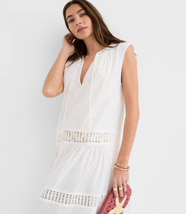 Petite LOFT Beach Crochet Trim Maxi Dress