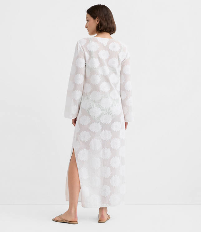 Petite LOFT Beach Daisy Mesh Jacquard Maxi Swimsuit Coverup