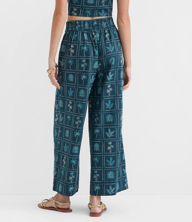 Petite LOFT Beach Palm Linen Cotton Wide Leg Pants
