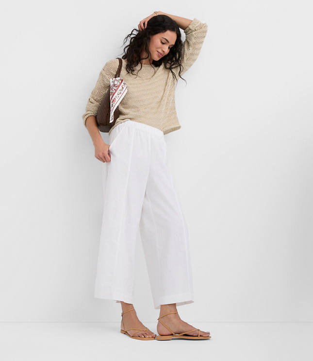 Breezy Wide Leg Crop Pants in Linen Cotton