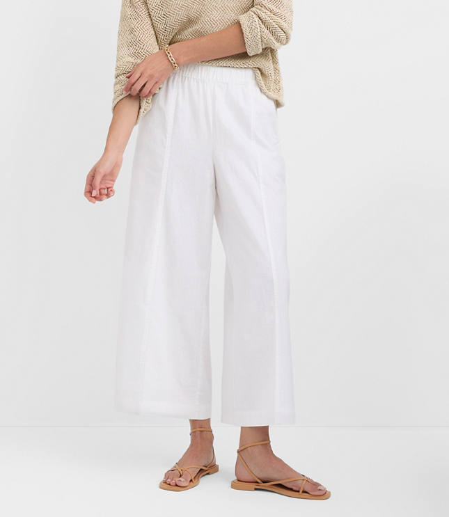 Breezy Wide Leg Crop Pants in Linen Cotton
