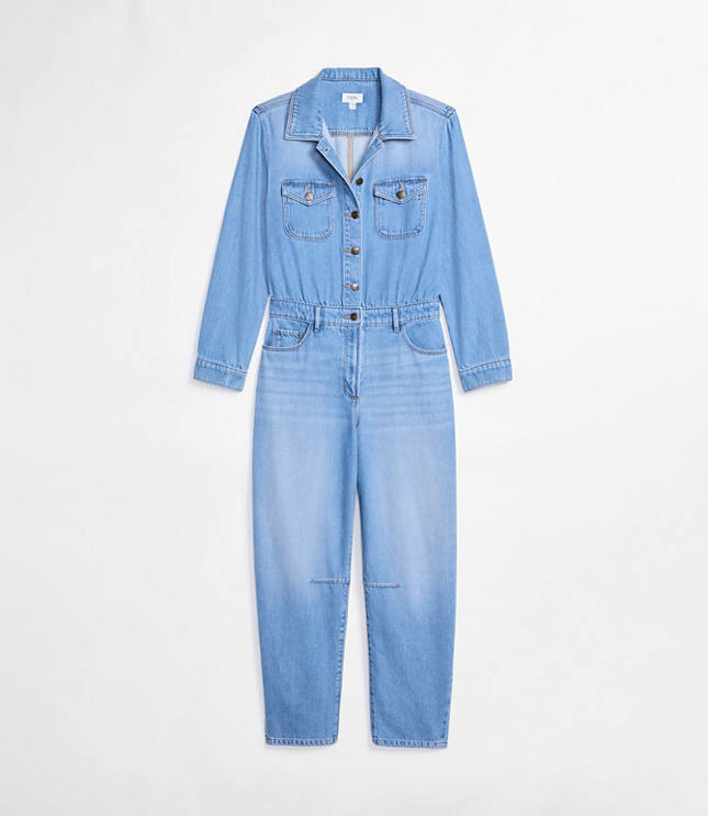 Rivete Petite Denim Jumpsuit in Light Wash