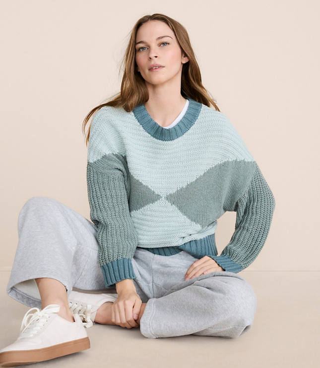 Petite Lou & Grey Colorblock Mixed Stitch Sweater
