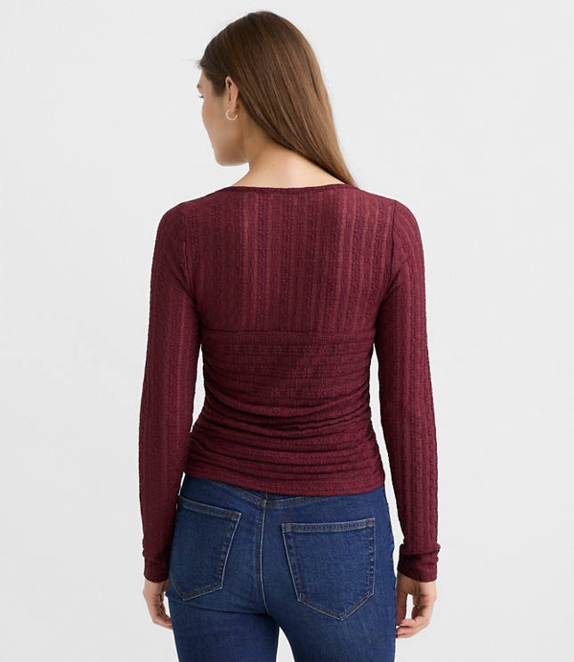 Petite Lace Ruched Bodice Top