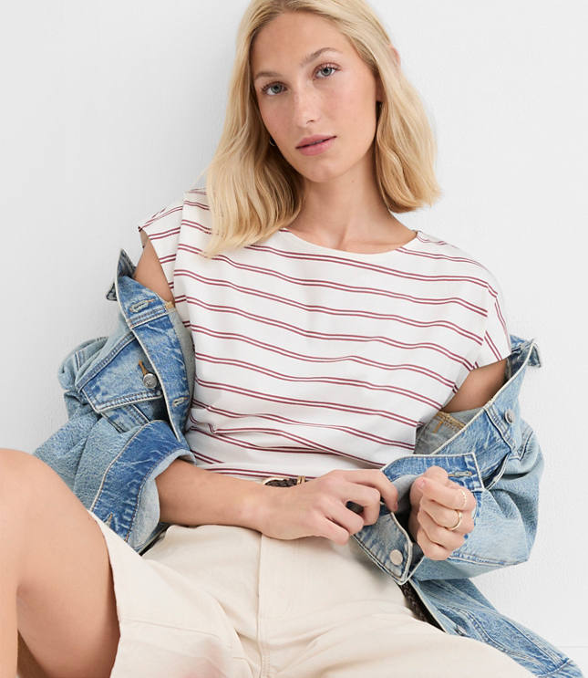 Petite Striped Modern Wedge Tee carousel Product Image 1