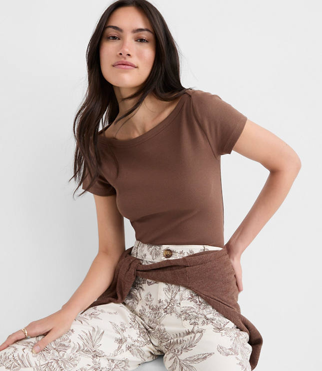 Perfect Ribbed Envelope Neck Tee