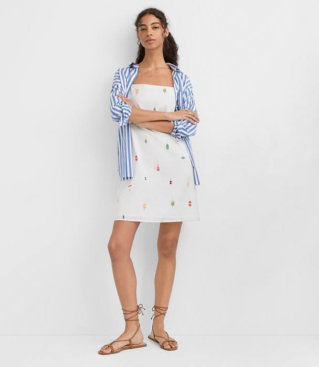 Nautical Linen Cotton Strappy Mini Pocket Dress carousel Product Image 2