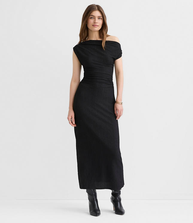 Tall Asymmetrical Ruched Midi Dress