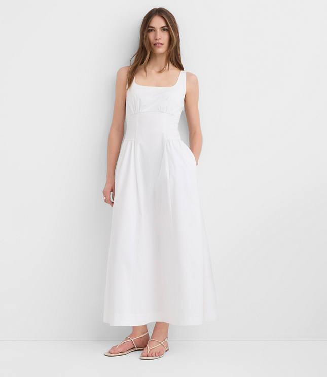 Seamed Waist Midi Pocket Dress