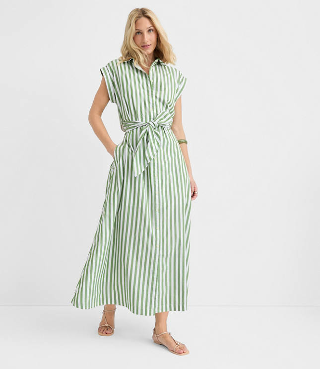 Striped Poplin Cutout Back Midi Pocket Dress carousel Product Image 2