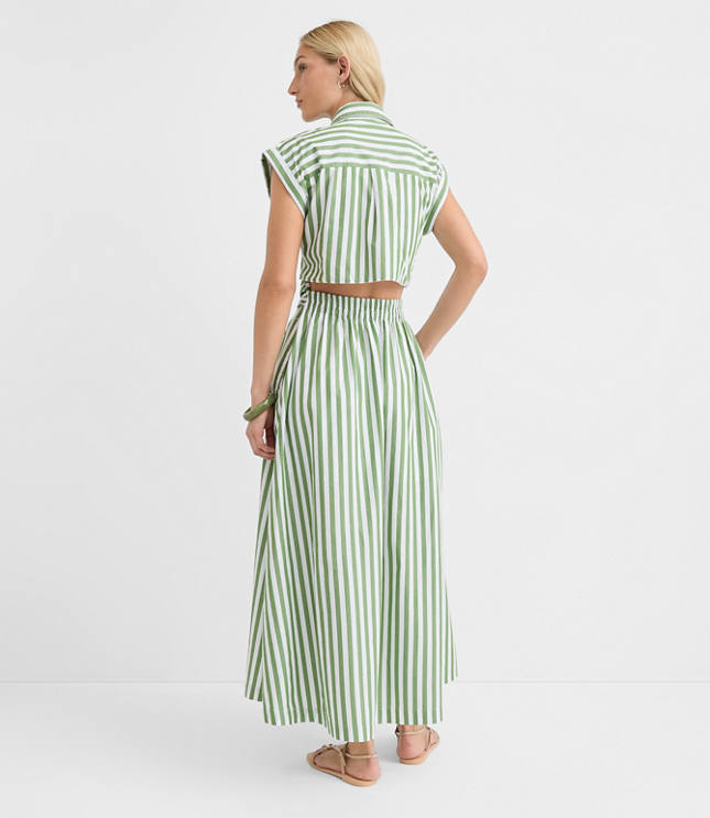 Striped Poplin Cutout Back Midi Pocket Dress carousel Product Image 4