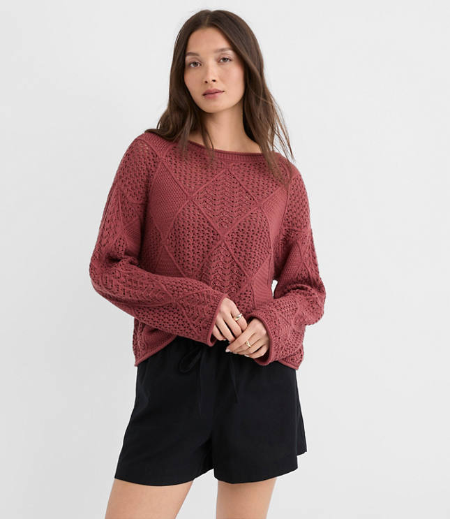 Petite Patchwork Pointelle Sweater