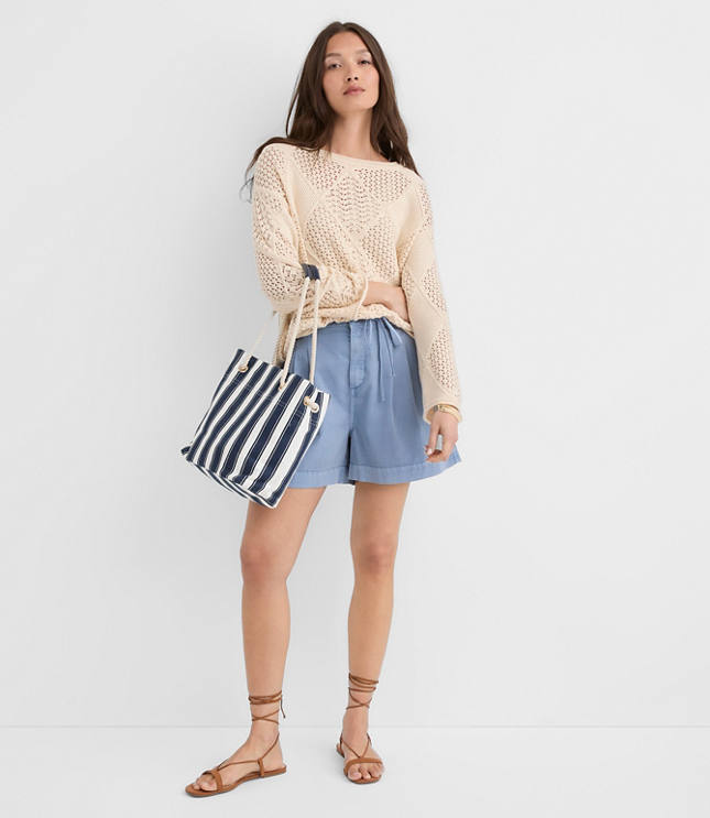 Petite Patchwork Pointelle Sweater carousel Product Image 2
