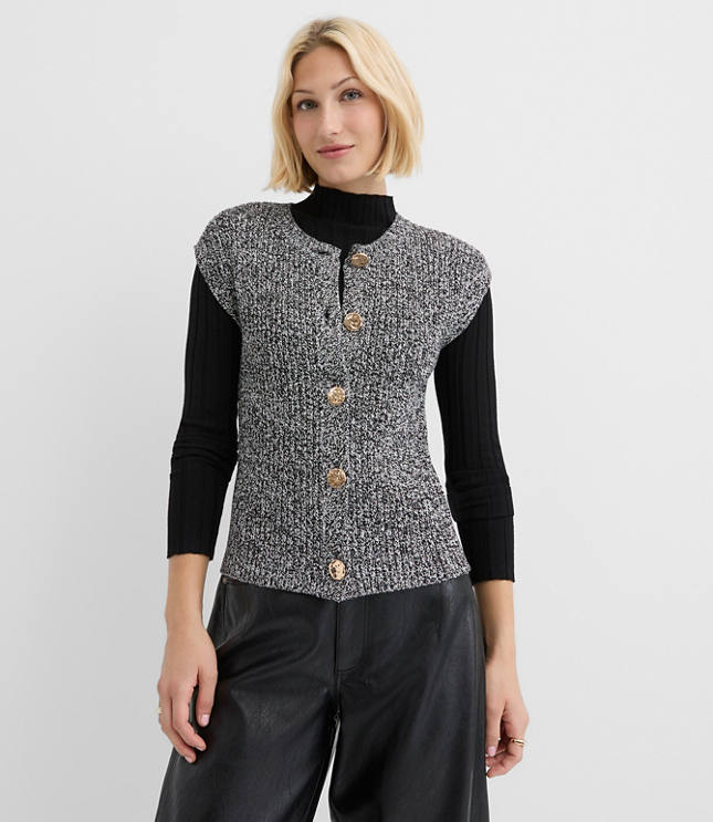 Hammered Metallic Button Sweater Vest