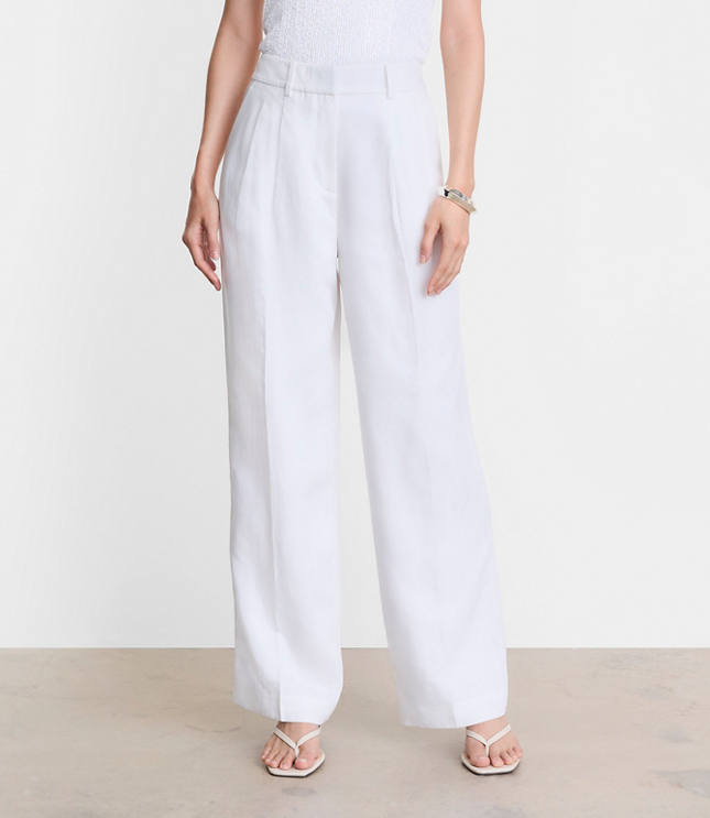 LOFT Versa Luxe Lyocell Linen Pleated Relaxed Straight Pants