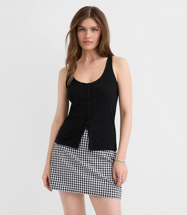 Scalloped Pointelle Button Tank Top carousel Product Image 1
