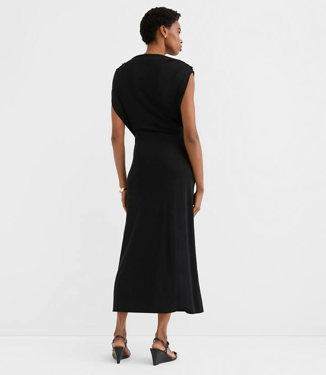 Petite Metallic Ring Wrap Midi Dress