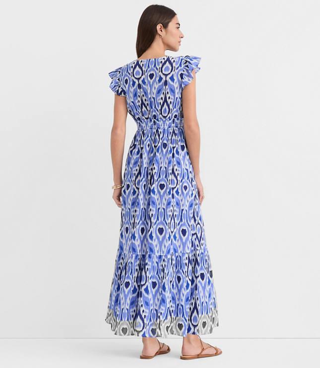 LOFT Beach Ikat Bow Cutout Maxi Pocket Dress