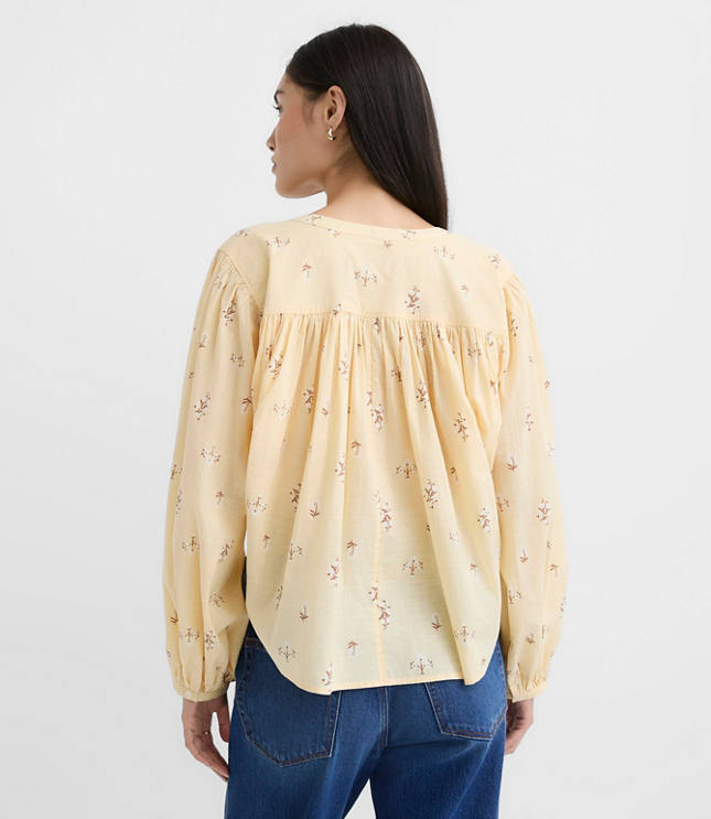 Petite Floral Balloon Sleeve Blouse