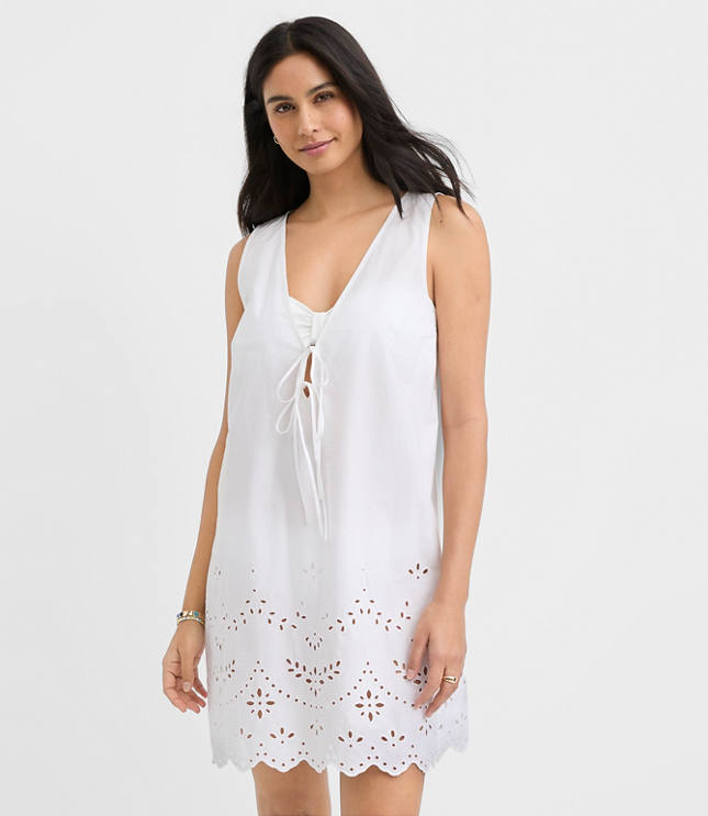 LOFT Beach Eyelet Poplin Swimsuit Coverup