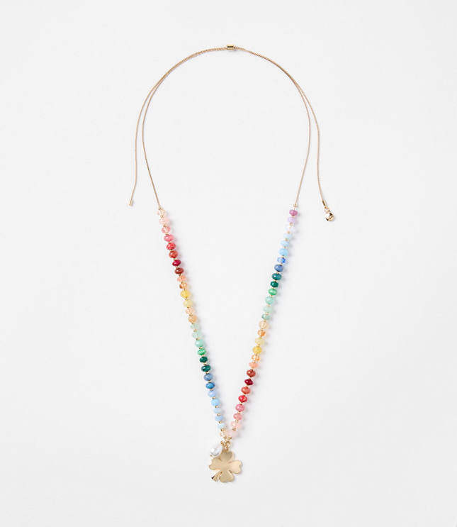 Rainbow Clover Pull Tie Necklace