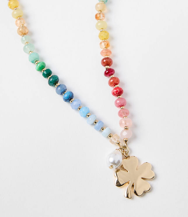 Rainbow Clover Pull Tie Necklace