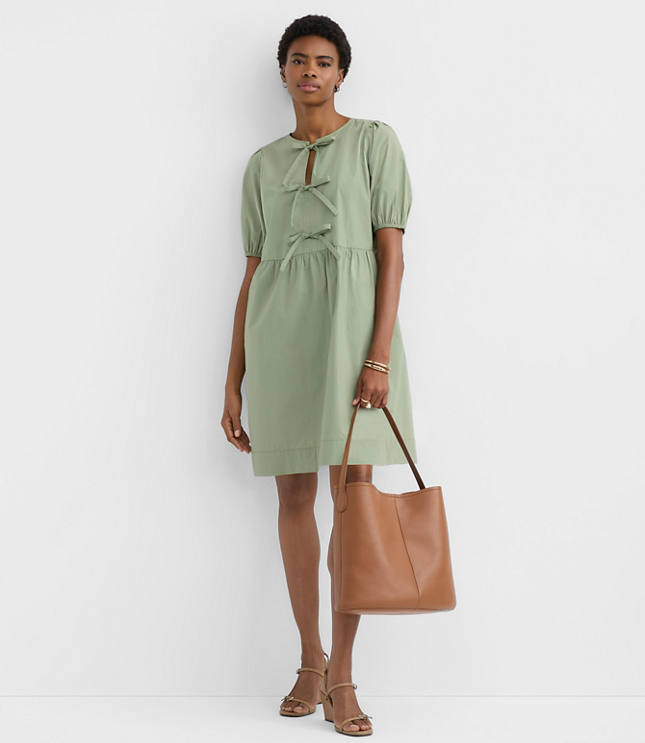 Poplin Bow Mini Pocket Dress