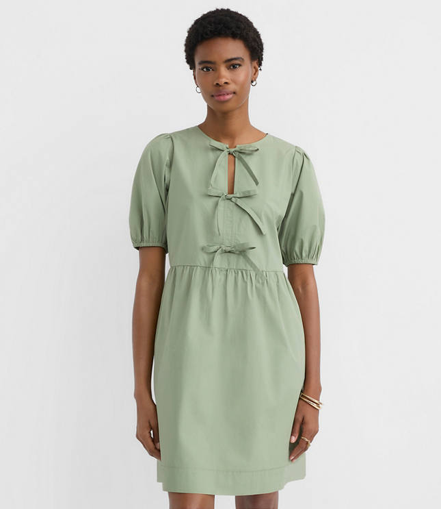 Poplin Bow Mini Pocket Dress