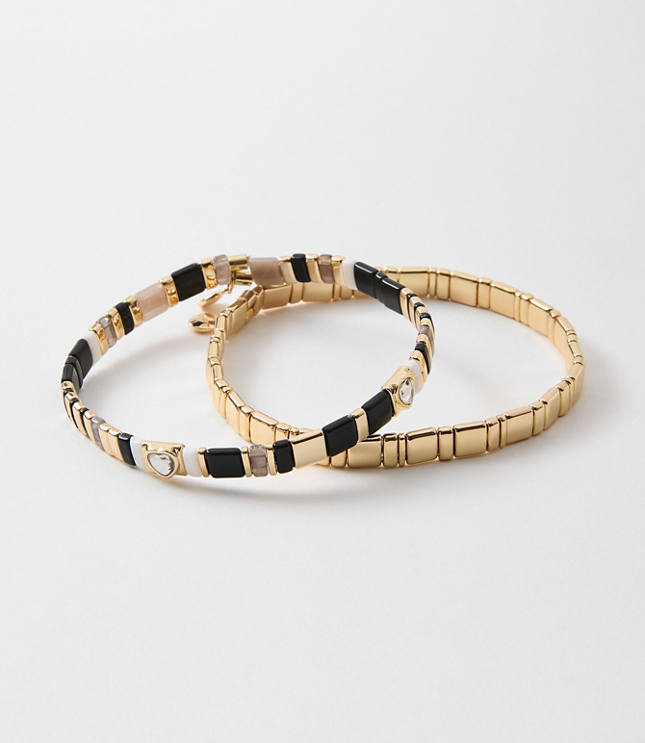 Sparkle Heart Chicklet Bracelet Set