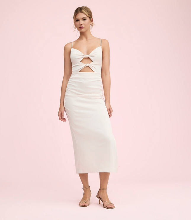 Lately Satin Knotted Cutout Midi Dress