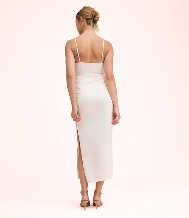 Lately Satin Knotted Cutout Midi Dress