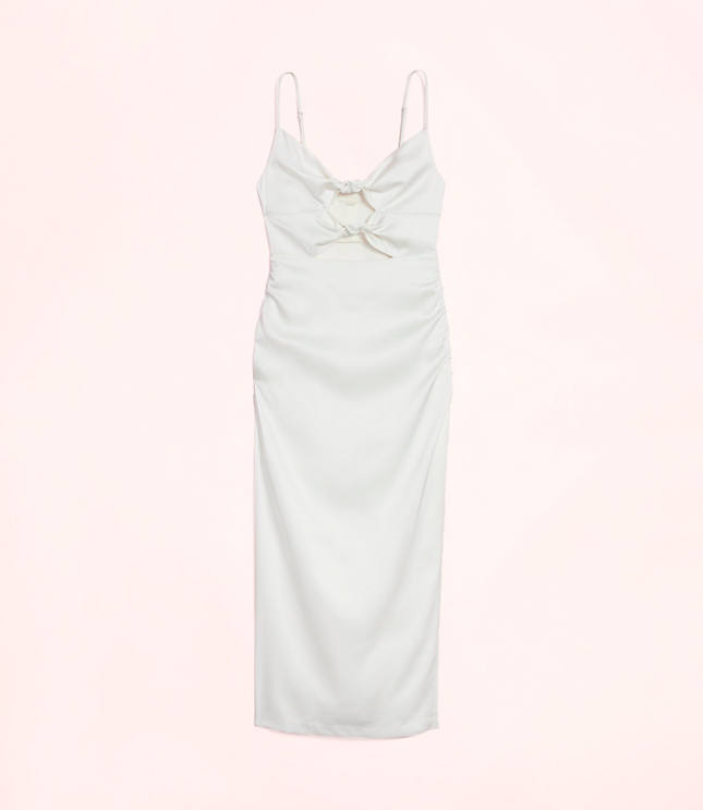 Lately Satin Knotted Cutout Midi Dress