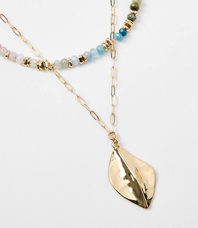 Rainbow Beaded Layered Charm Necklace