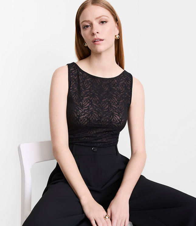 LOFT Versa Animal Print Mesh Tank Top