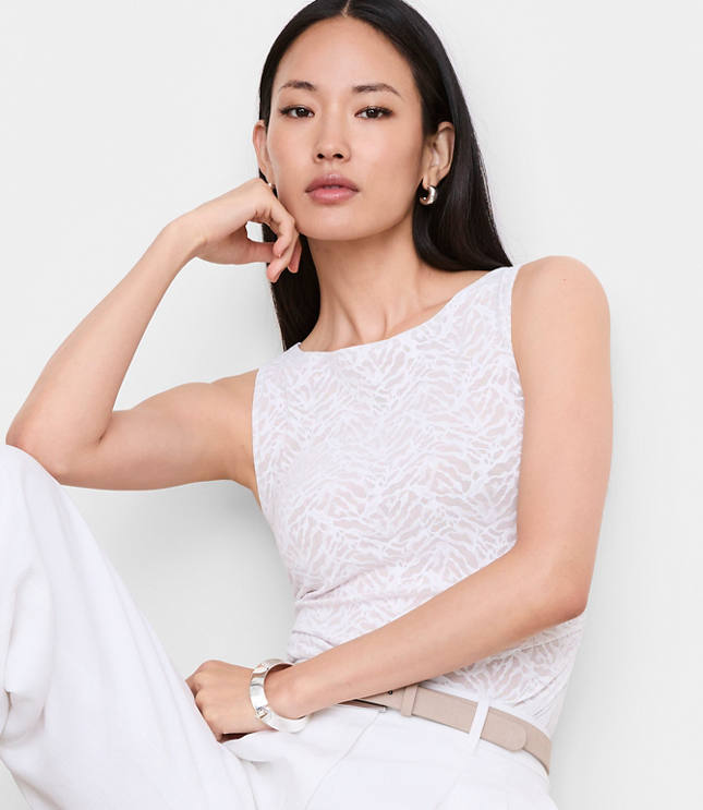 LOFT Versa Animal Print Mesh Tank Top