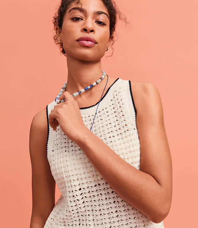 Lou & Grey Tipped Pointelle Sweater Tank Top