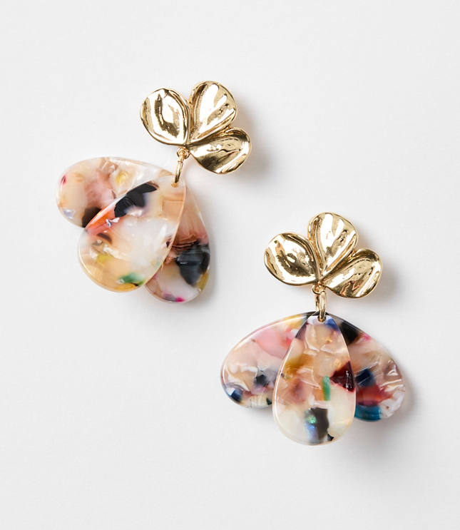 Multicolored Tortoiseshell Print Petaled Statement Earrings