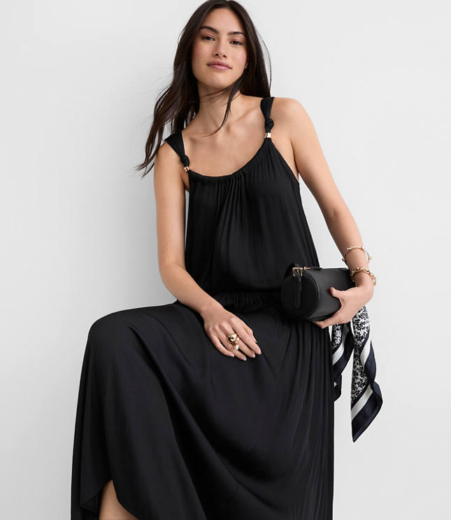 Metallic Trim Strappy Maxi Pocket Dress