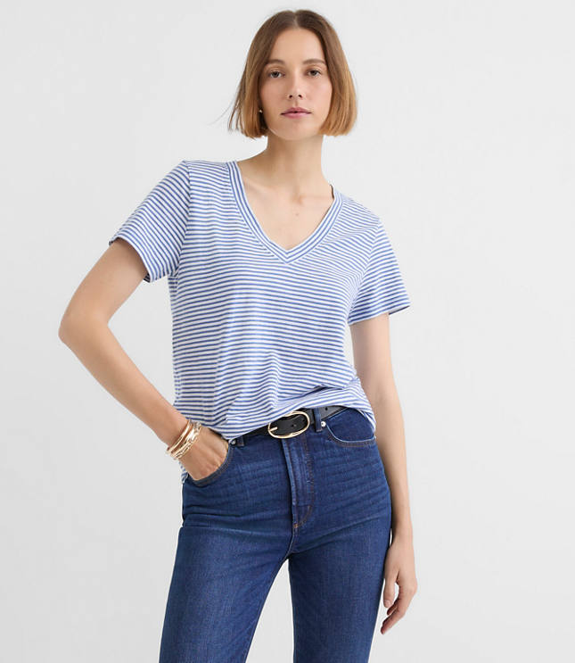 Petite Striped Everyday V-Neck Tee
