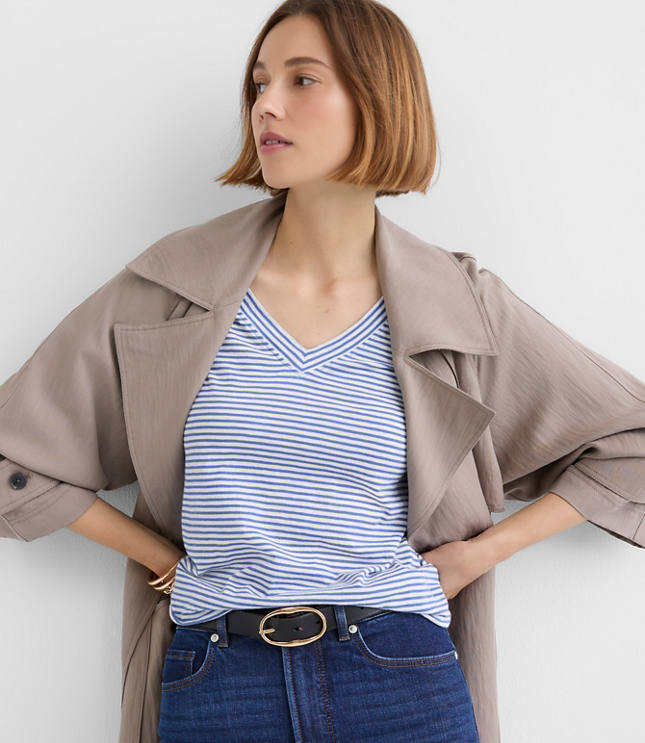 Petite Striped Everyday V-Neck Tee