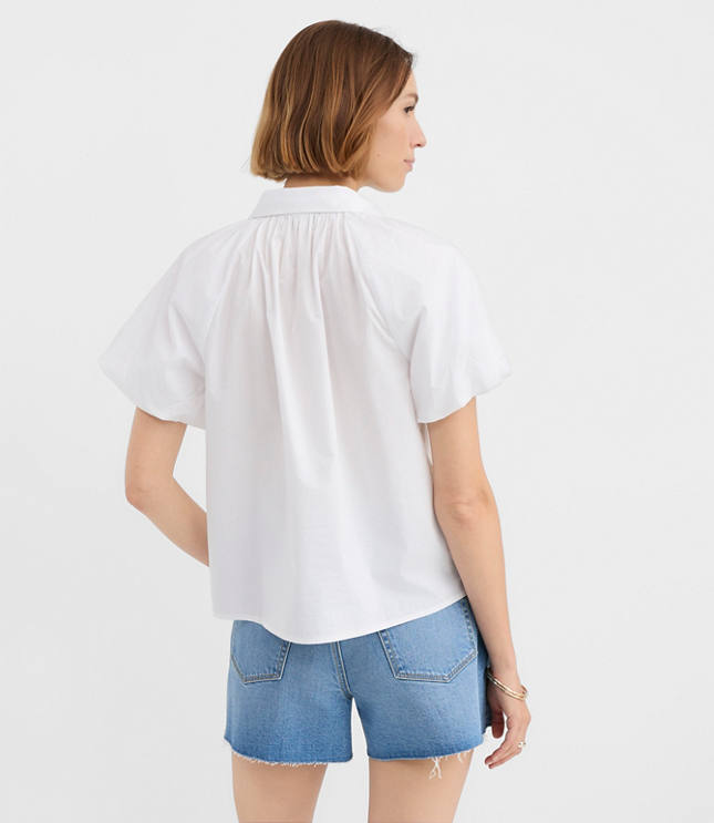Petite Poplin Bubble Sleeve Shirt
