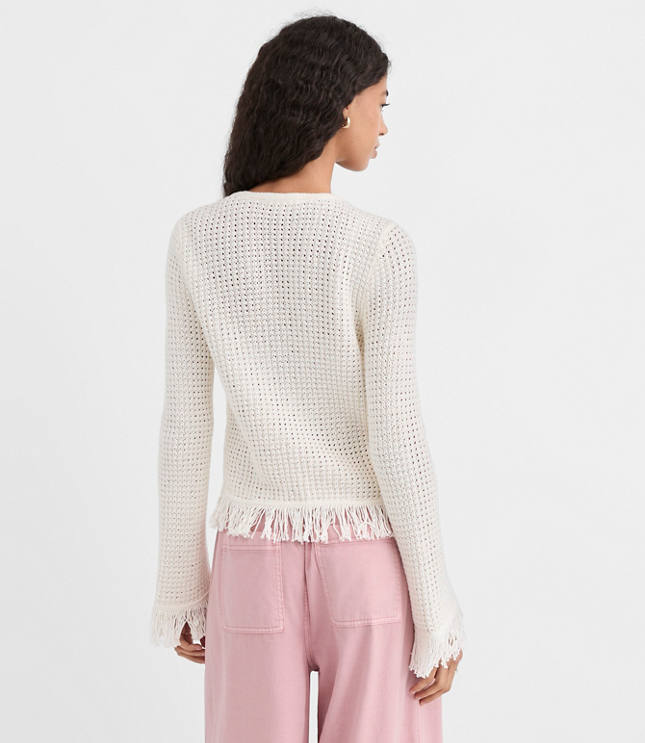 Fringe V-Neck Cardigan
